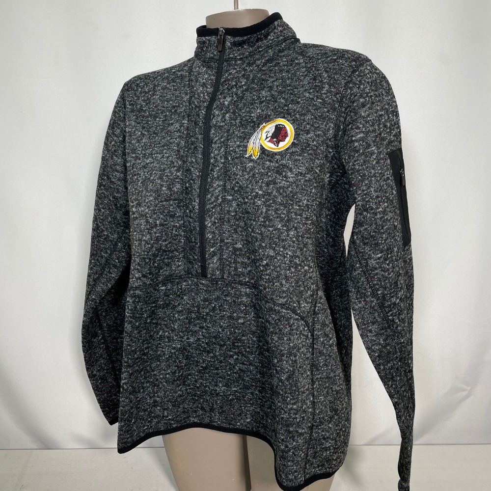 Washington Redskins NFL Antigua 1/4 Zip Heather Gray Fleece Jacket Women's XL